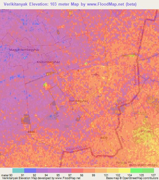 Verikitanyak,Hungary Elevation Map