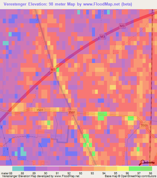 Verestenger,Hungary Elevation Map