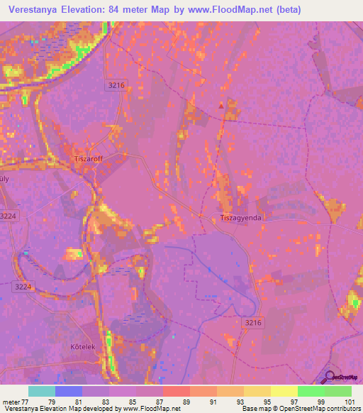 Verestanya,Hungary Elevation Map