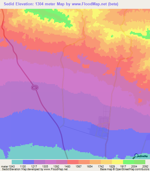 Sedid,Iran Elevation Map