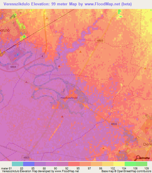 Veresszikdulo,Hungary Elevation Map