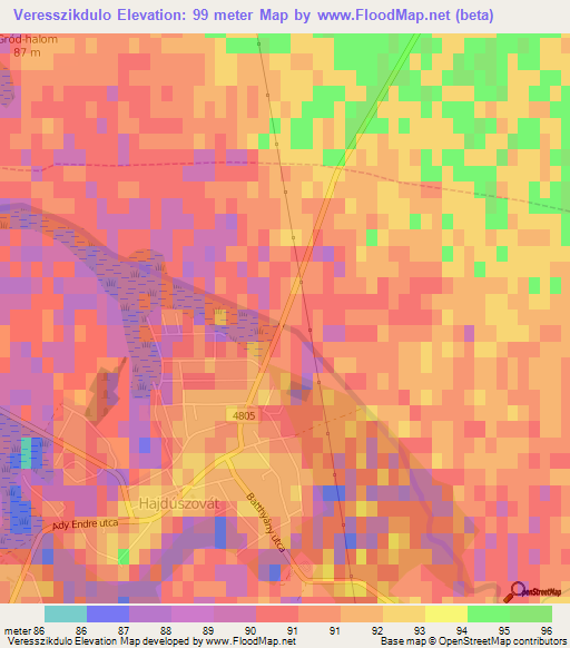 Veresszikdulo,Hungary Elevation Map