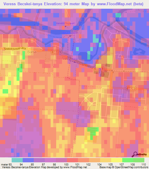 Veress Becskei-tanya,Hungary Elevation Map