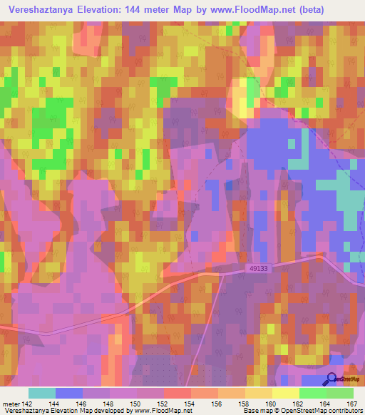 Vereshaztanya,Hungary Elevation Map