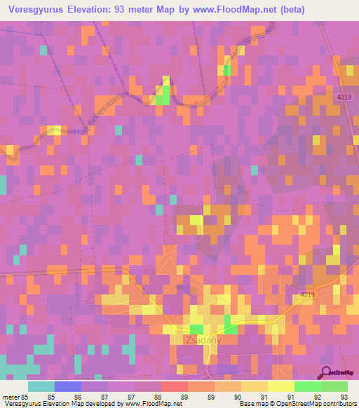 Veresgyurus,Hungary Elevation Map