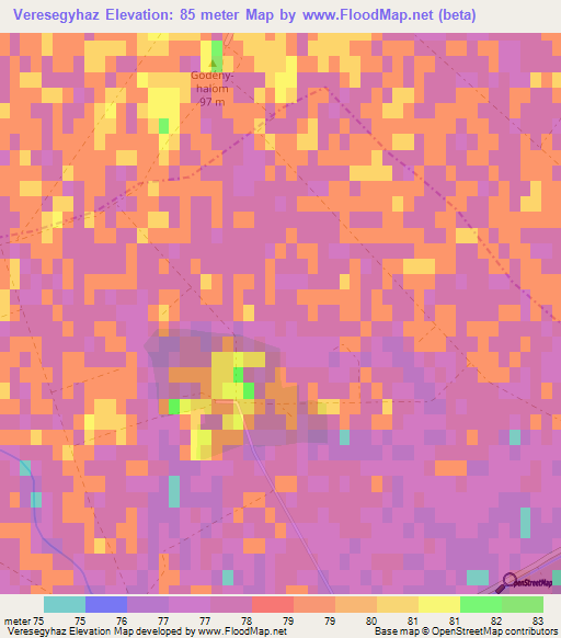 Veresegyhaz,Hungary Elevation Map