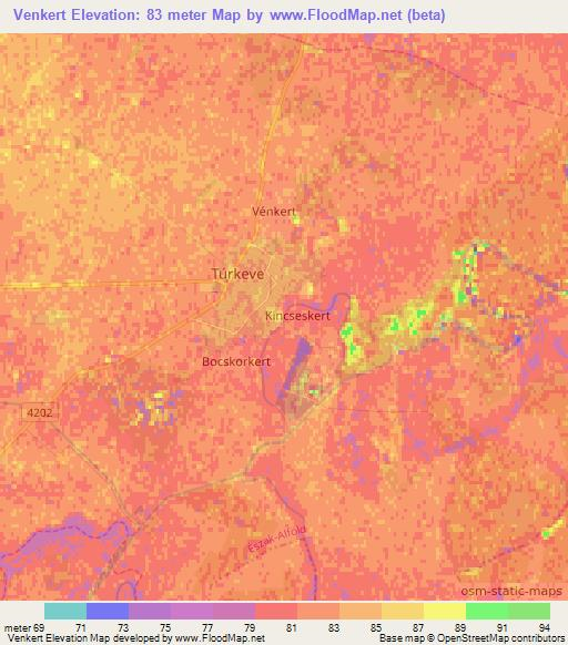 Venkert,Hungary Elevation Map
