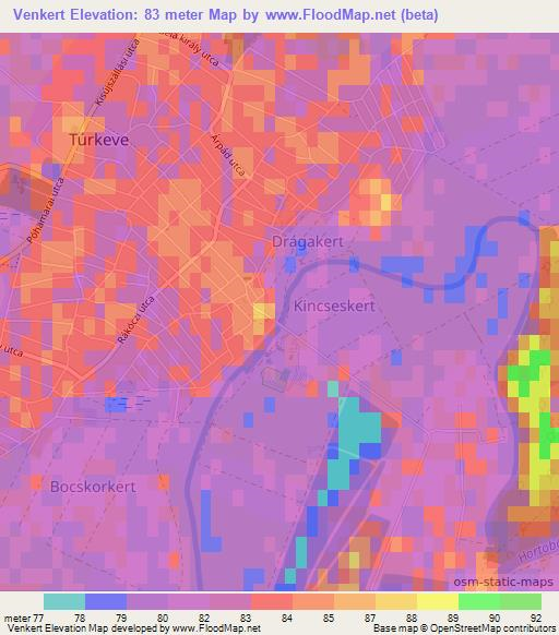 Venkert,Hungary Elevation Map