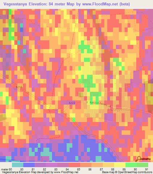 Vegesstanya,Hungary Elevation Map