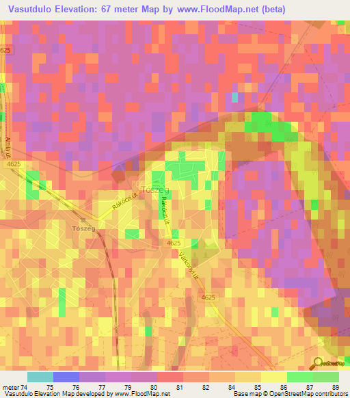 Vasutdulo,Hungary Elevation Map