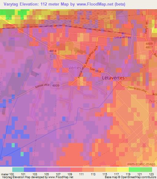 Varytag,Hungary Elevation Map