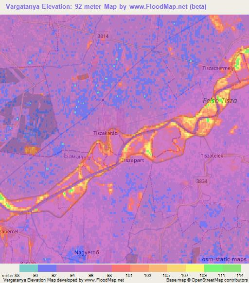 Vargatanya,Hungary Elevation Map