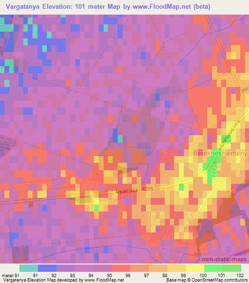 Vargatanya,Hungary Elevation Map