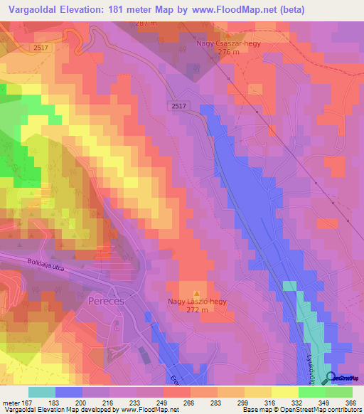 Vargaoldal,Hungary Elevation Map