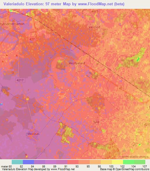 Valeriadulo,Hungary Elevation Map
