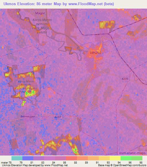 Ukmos,Hungary Elevation Map