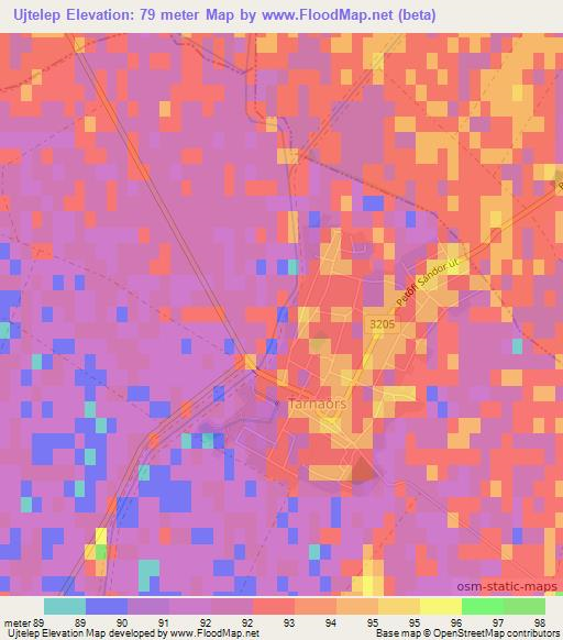 Ujtelep,Hungary Elevation Map