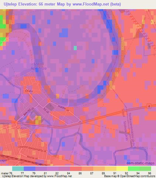 Ujtelep,Hungary Elevation Map