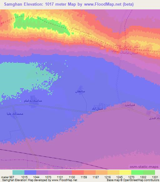 Samghan,Iran Elevation Map