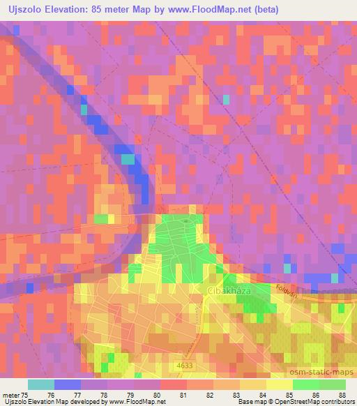 Ujszolo,Hungary Elevation Map