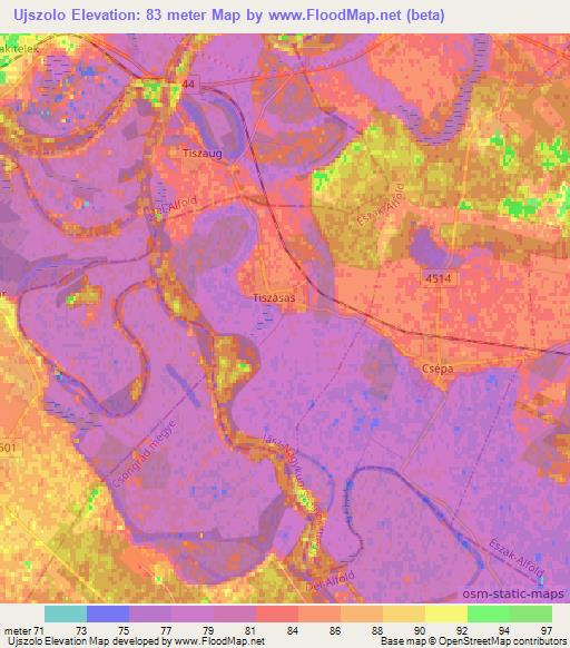 Ujszolo,Hungary Elevation Map