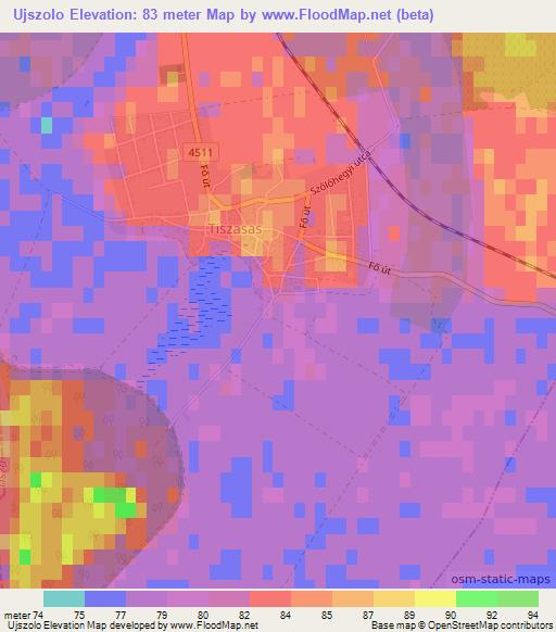 Ujszolo,Hungary Elevation Map