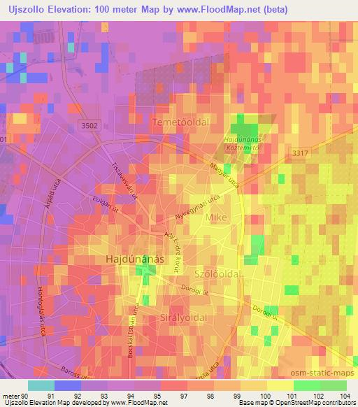 Ujszollo,Hungary Elevation Map
