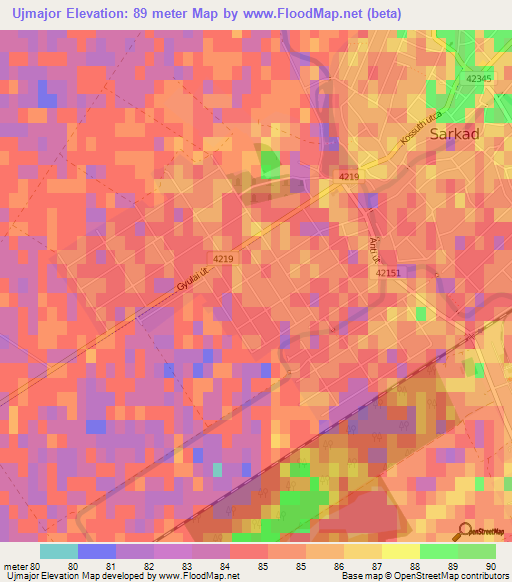 Ujmajor,Hungary Elevation Map