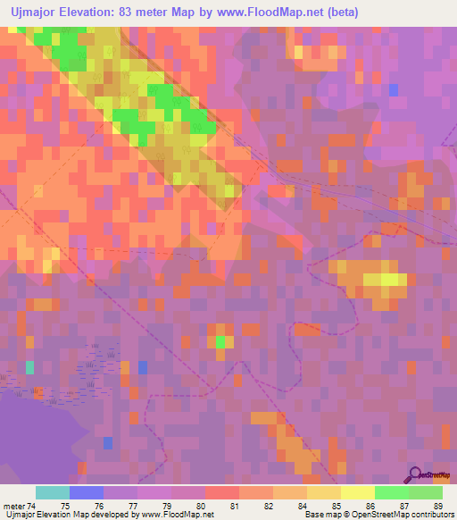 Ujmajor,Hungary Elevation Map