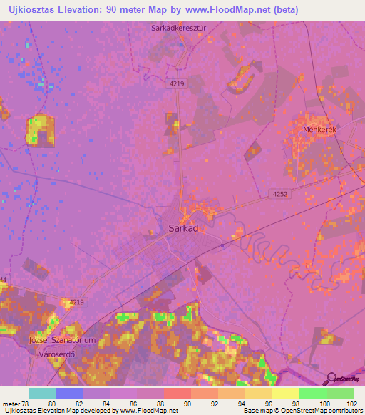 Ujkiosztas,Hungary Elevation Map
