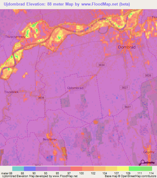 Ujdombrad,Hungary Elevation Map