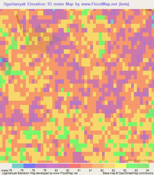 Ugaritanyak,Hungary Elevation Map