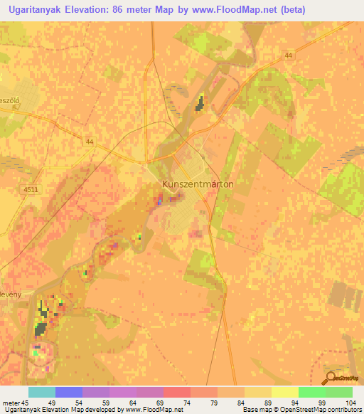 Ugaritanyak,Hungary Elevation Map