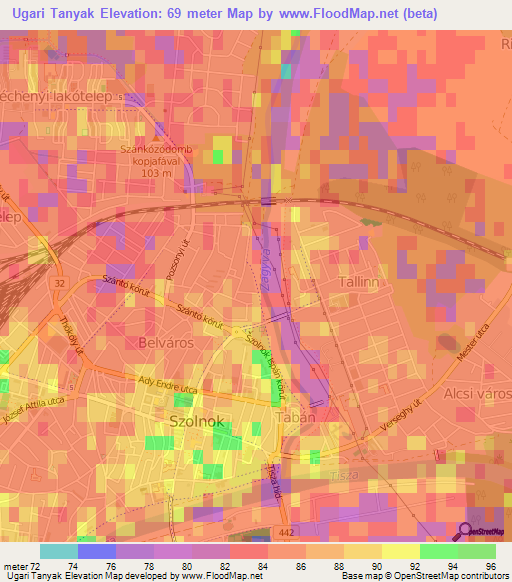Ugari Tanyak,Hungary Elevation Map