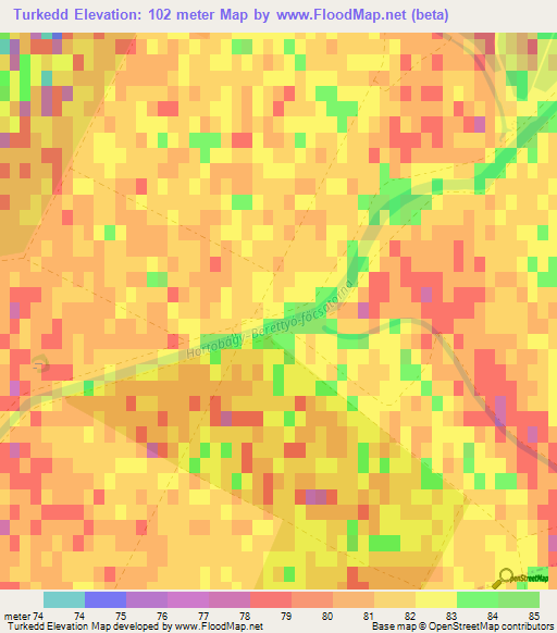 Turkedd,Hungary Elevation Map