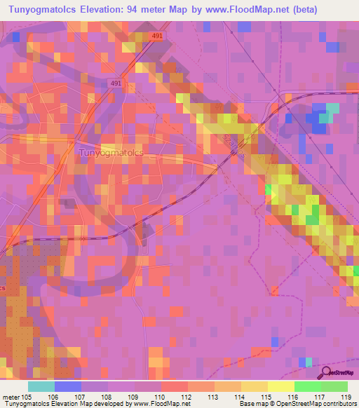 Tunyogmatolcs,Hungary Elevation Map