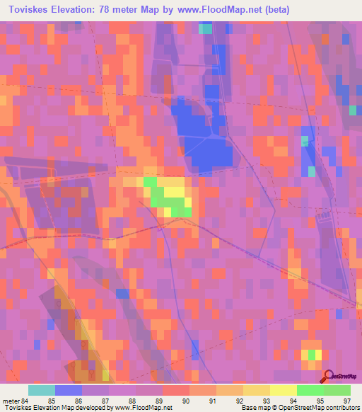 Toviskes,Hungary Elevation Map