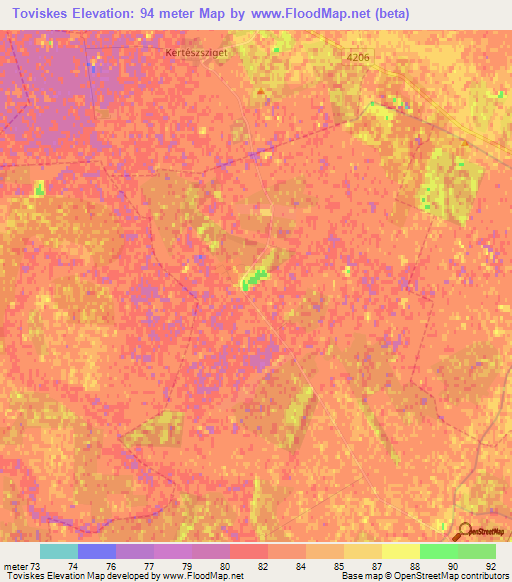 Toviskes,Hungary Elevation Map