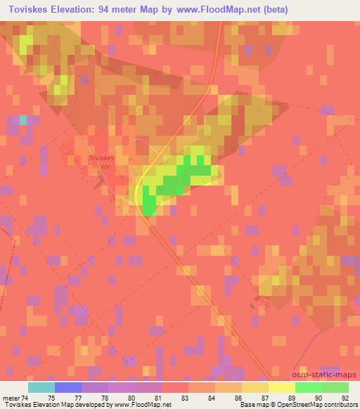 Toviskes,Hungary Elevation Map