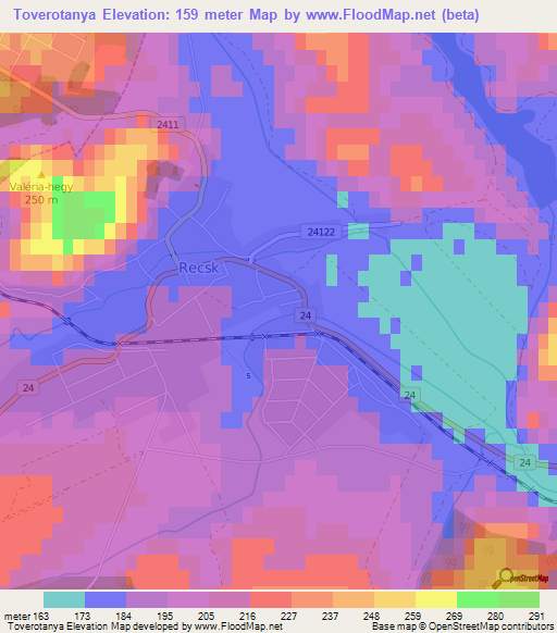 Toverotanya,Hungary Elevation Map