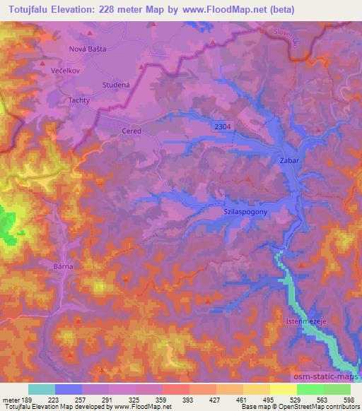 Totujfalu,Hungary Elevation Map