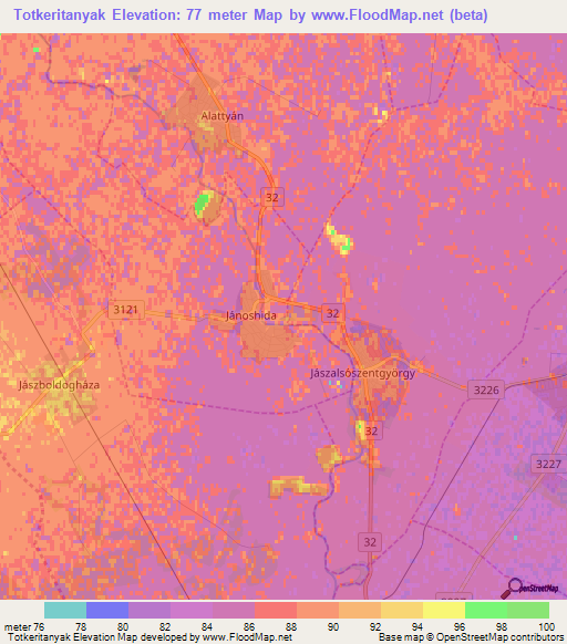 Totkeritanyak,Hungary Elevation Map