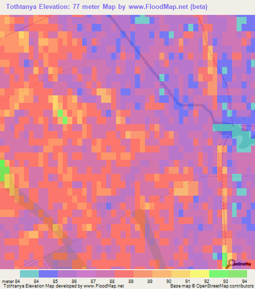 Tothtanya,Hungary Elevation Map