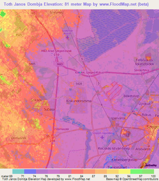 Toth Janos Dombja,Hungary Elevation Map