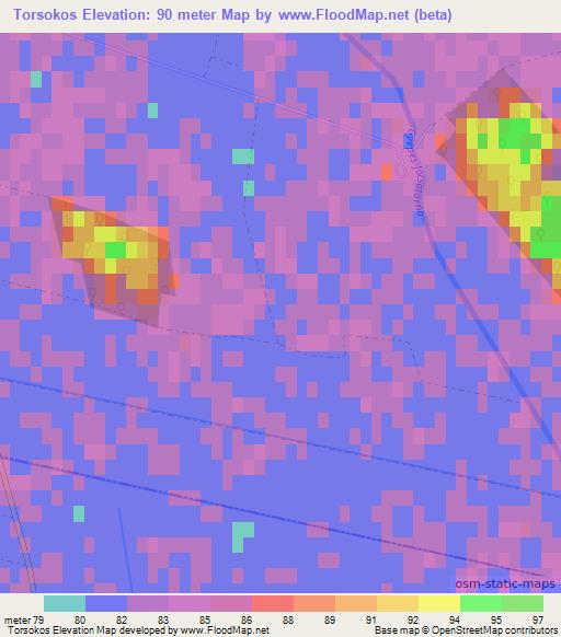 Torsokos,Hungary Elevation Map