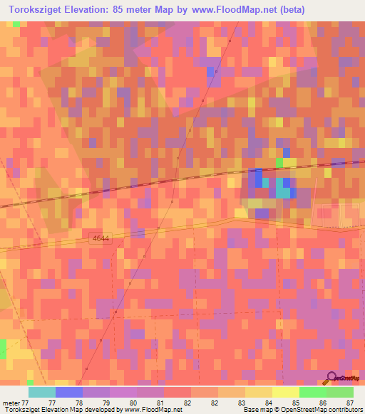 Toroksziget,Hungary Elevation Map