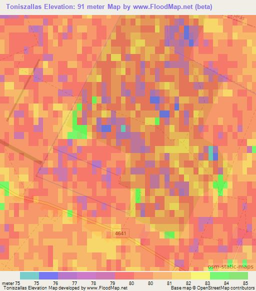 Toniszallas,Hungary Elevation Map