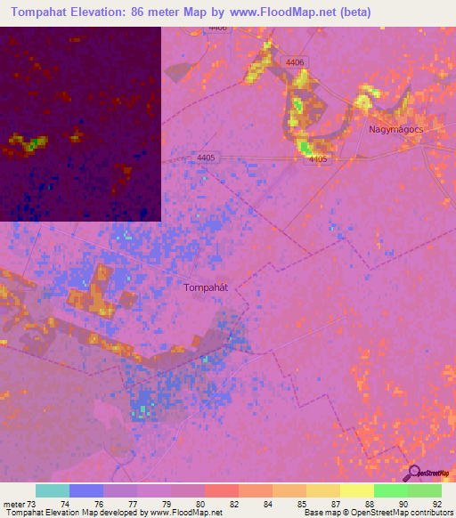 Tompahat,Hungary Elevation Map