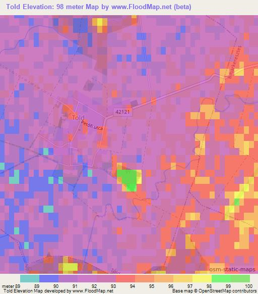 Told,Hungary Elevation Map