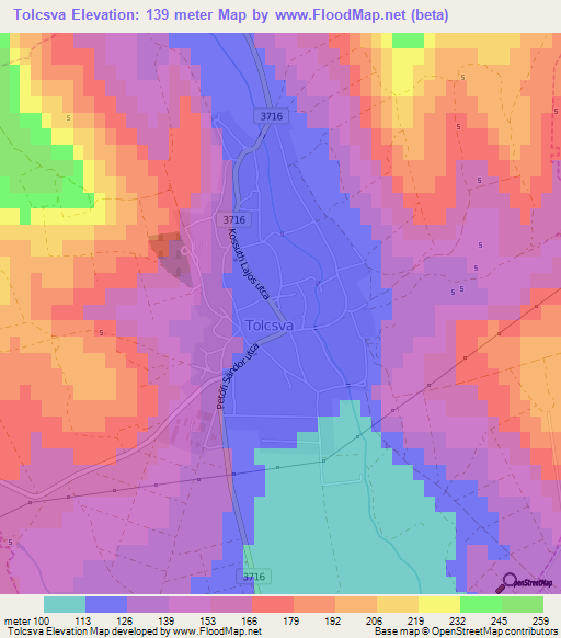 Tolcsva,Hungary Elevation Map